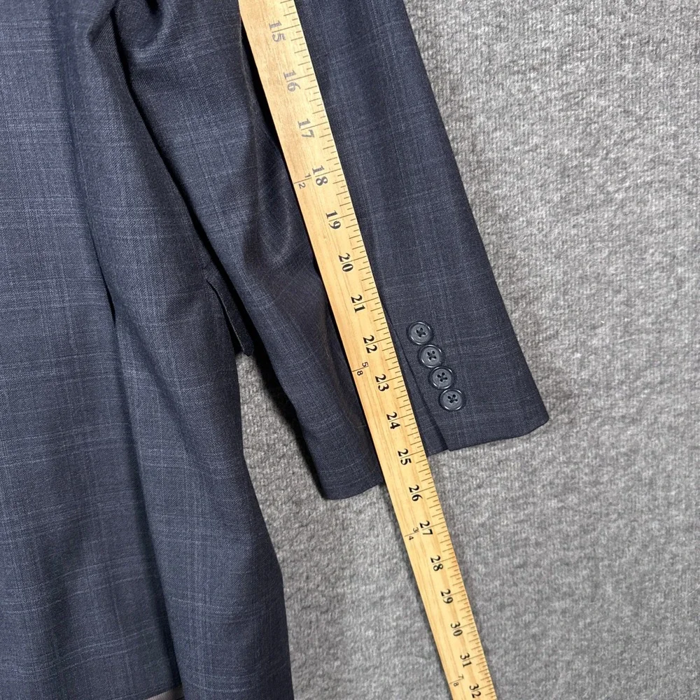 Loro Piana Sport Coat Blazer Mens 42L Blue Super 130s Wool Plaid Drew Cremieux
